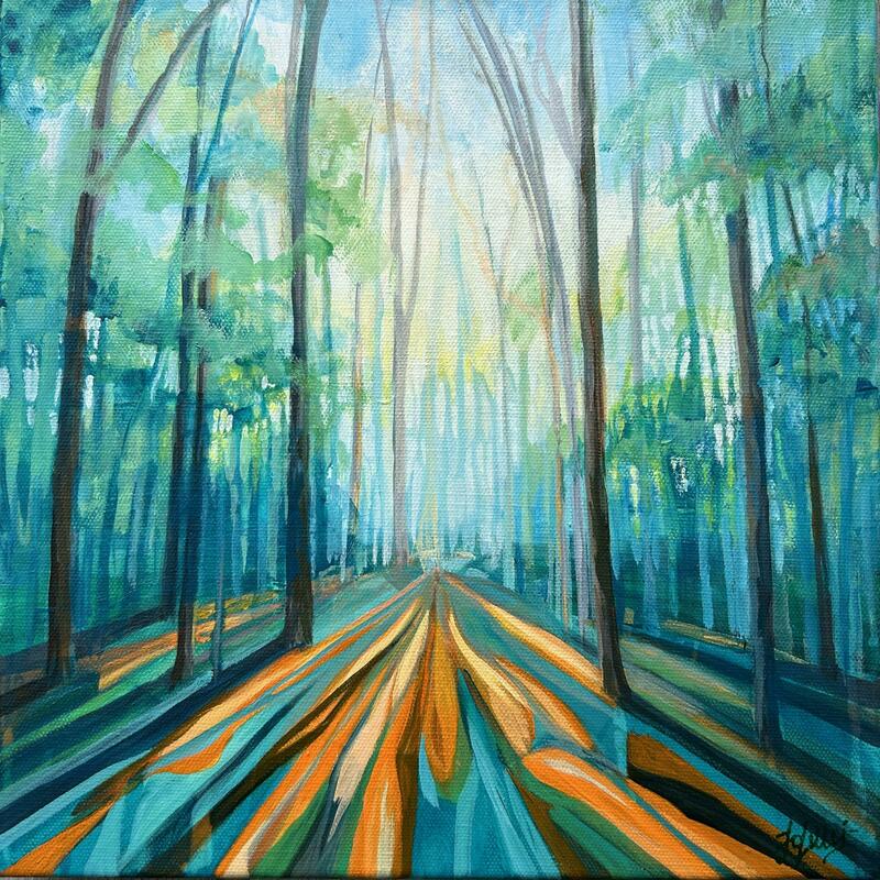 woodland painting by Jo Lillywhite