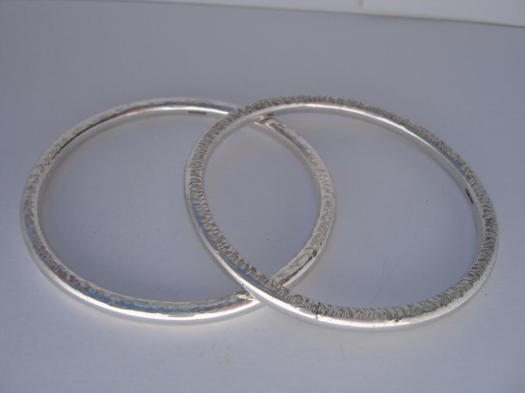 Textured silver bangles