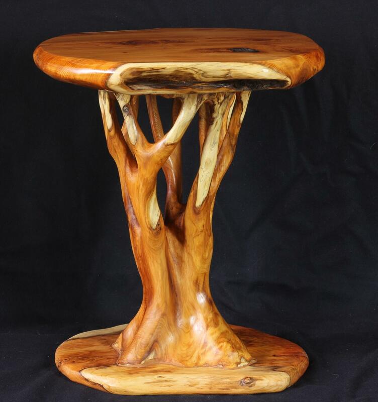 Yew tree-table hand-carved from the wood of a yew tree