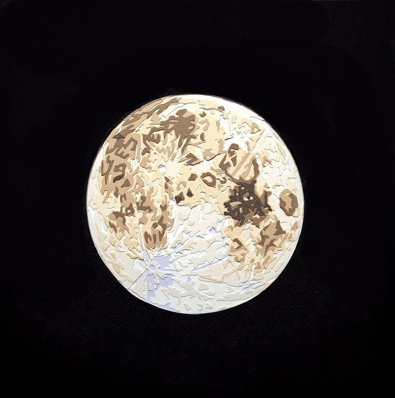 Mini Moon, handcut layered paper, 21 x 21cm framed size, £295.00