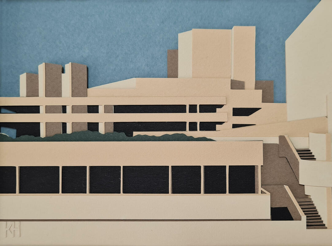 National Theatre, Southbank, handcut layered paper
