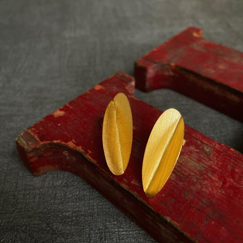 Gold plated Willow studs by Kate Wilkinson