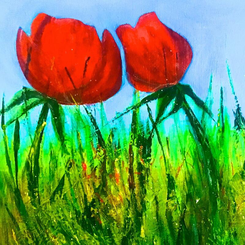 Red flowers - acrylics