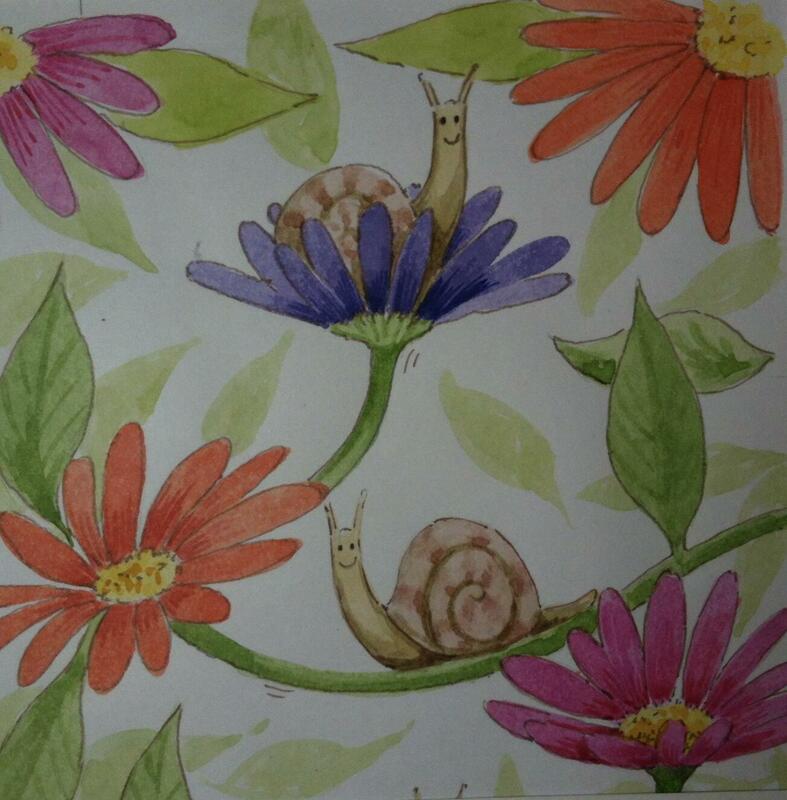Snail illustration: watercolour