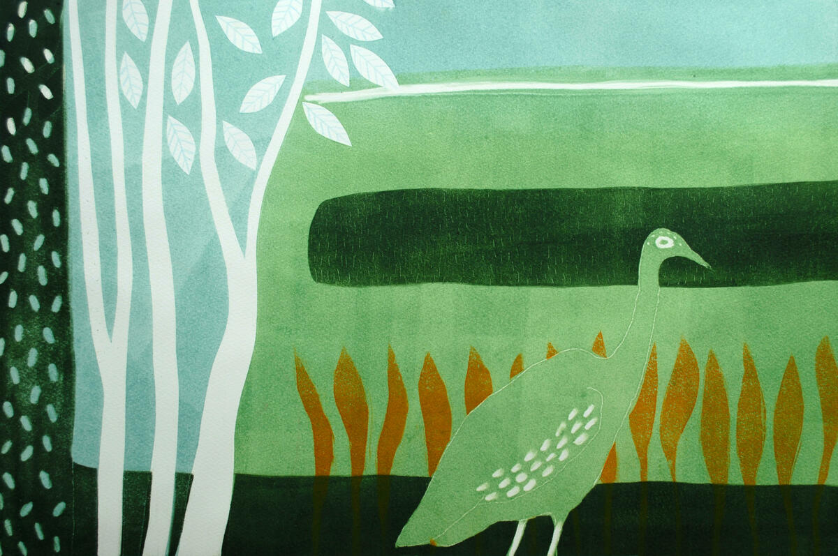 'Wader in the Reeds' print by Lizzie Wheeler 