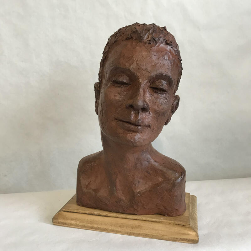 Small man's head - terracotta clay fired to stoneware