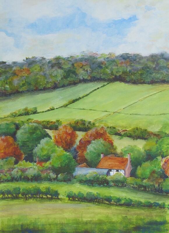 "Autumn in the Chilterns", acrylic, 12" x 16" framed, £130