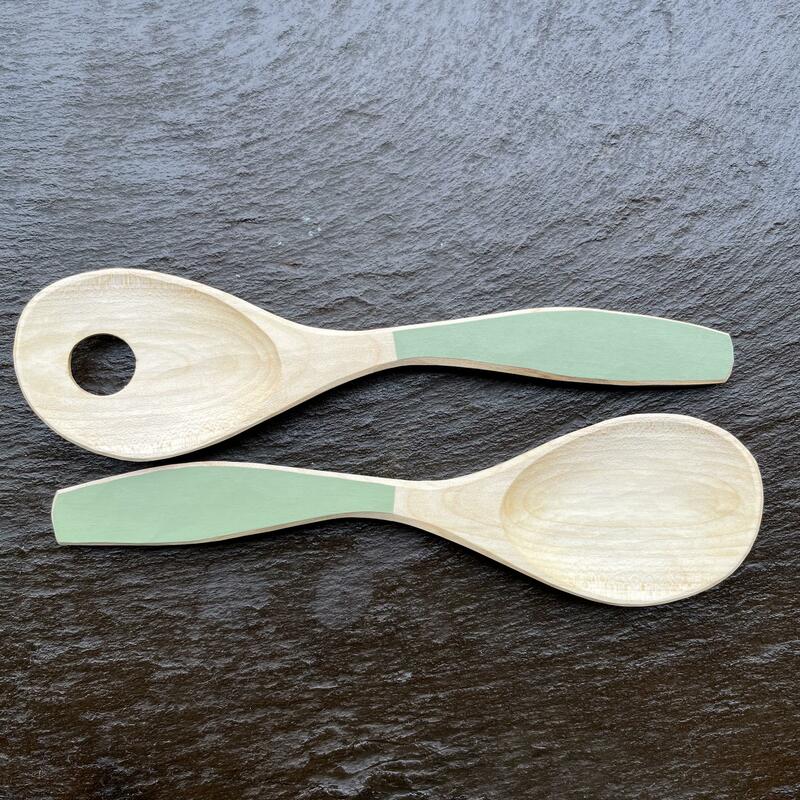 Sycamore Salad Set with painted handles.