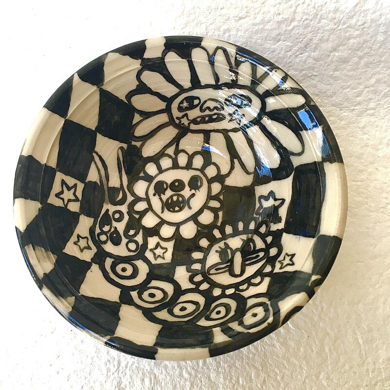 Checkerboard Flower Gang bowl
