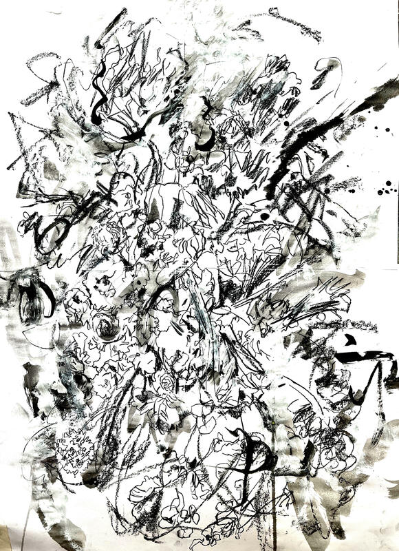 Bouquet. Ink on paper.