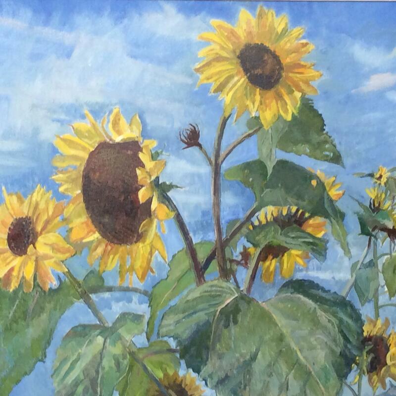 Sunflowers on the allotments (detail) oil on board 96x67cm framed £350