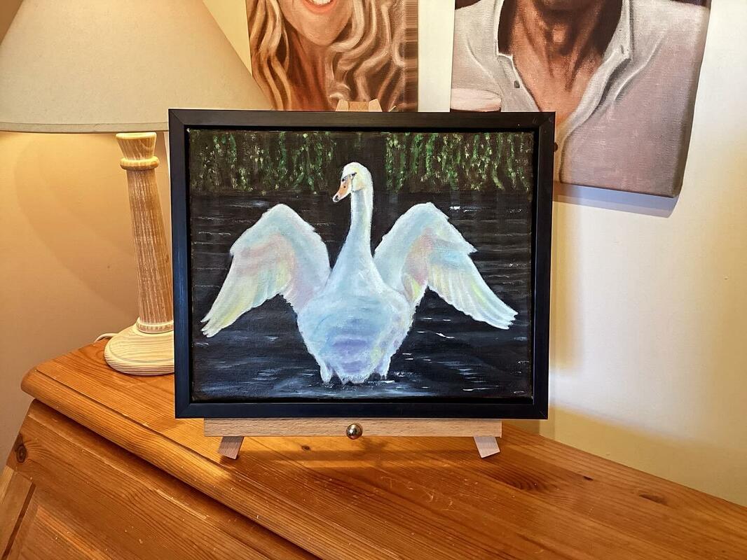 ‘Meadow Swan’ oil on canvas, 8 by 10ins £125