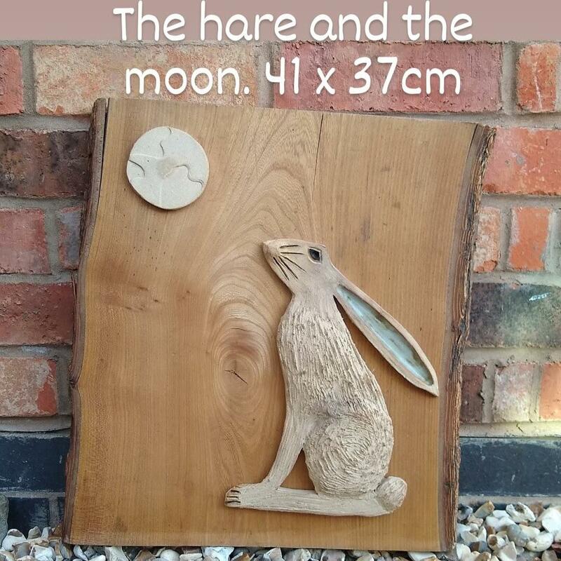 Hare and the Moon - mixed media  H48 x W30cm £245