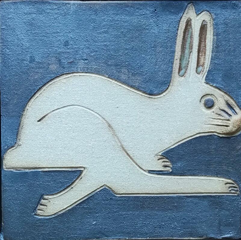 Running Hare Plaque - stoneware 14cm square £40
