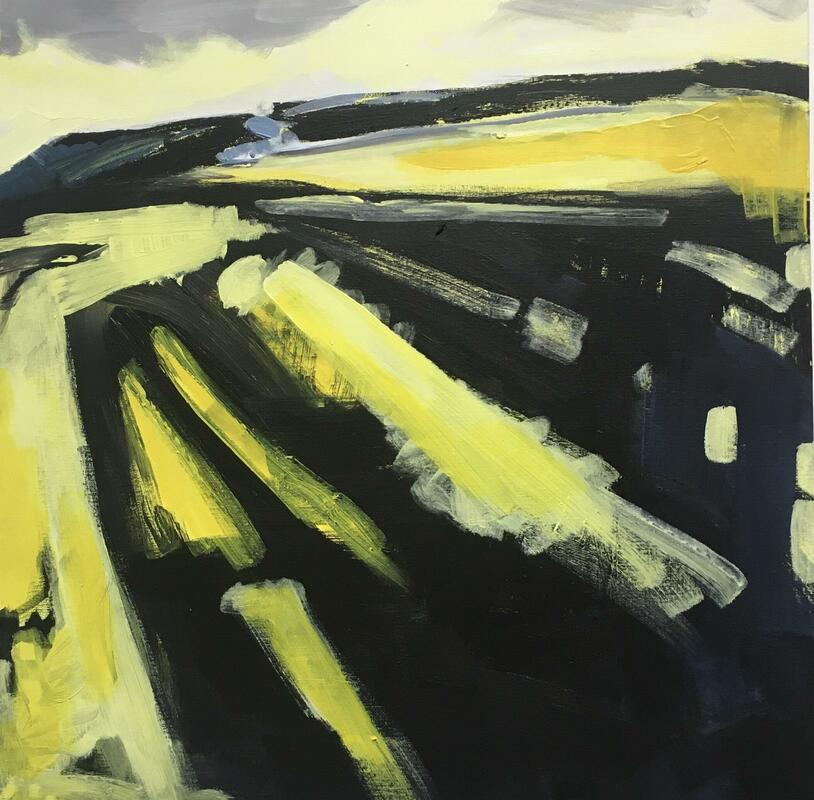 Chilbridge, on the way to South Leigh 2 (2001); acrylic on canvas, 49.5 x 49cm