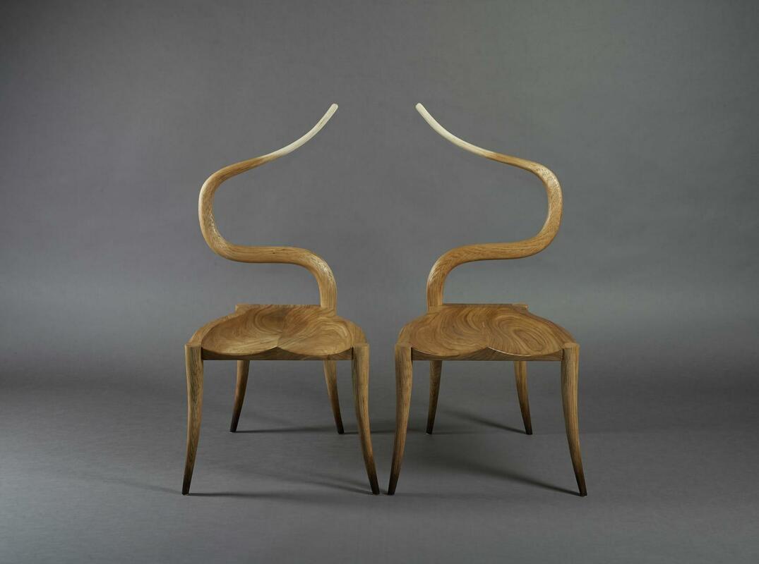 Hand Carved Elm Chairs - Elm