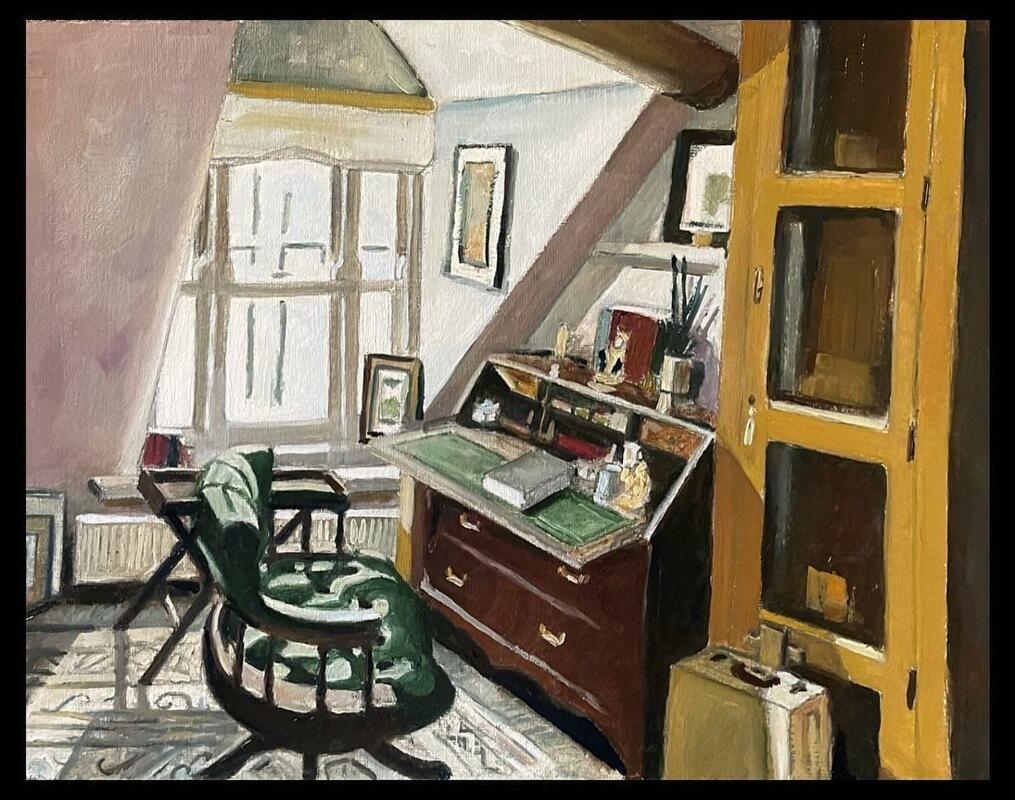 My work space (oils on paper)