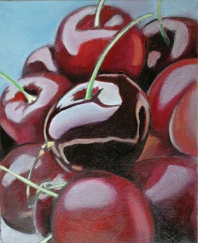 Cherries - oil on board