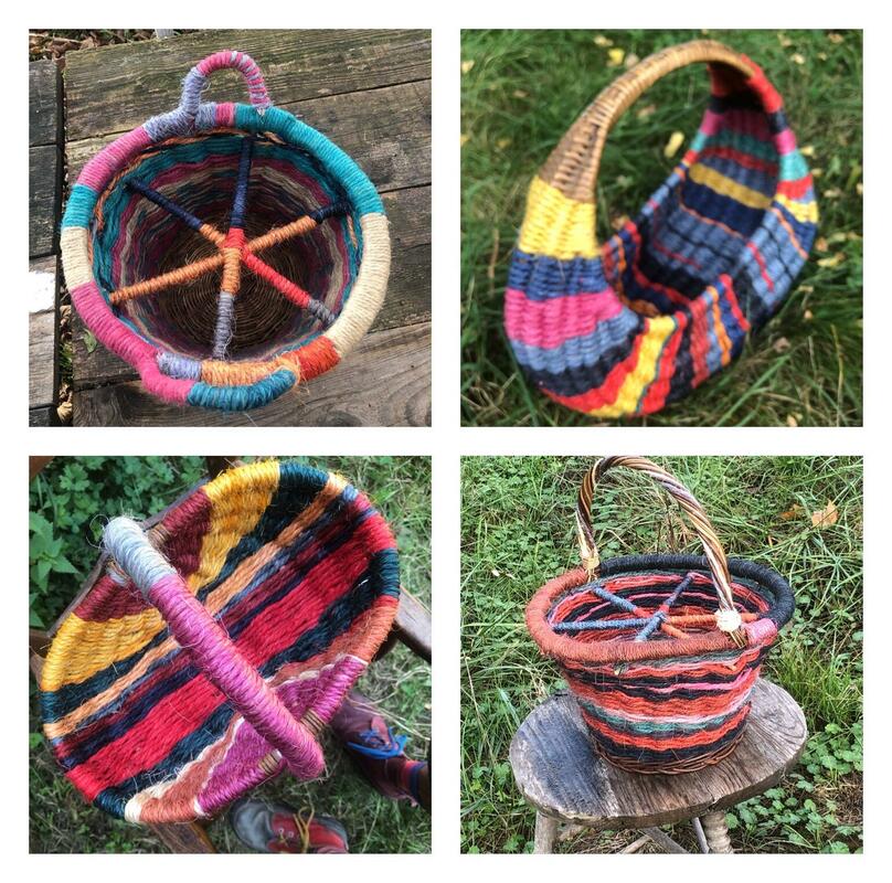 Adding colour to baskets.