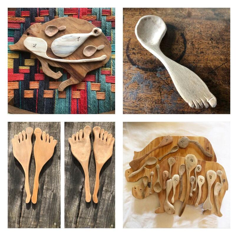 Salad servers, spoons and boards,