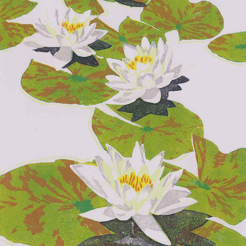 Waterlilies - linocut print