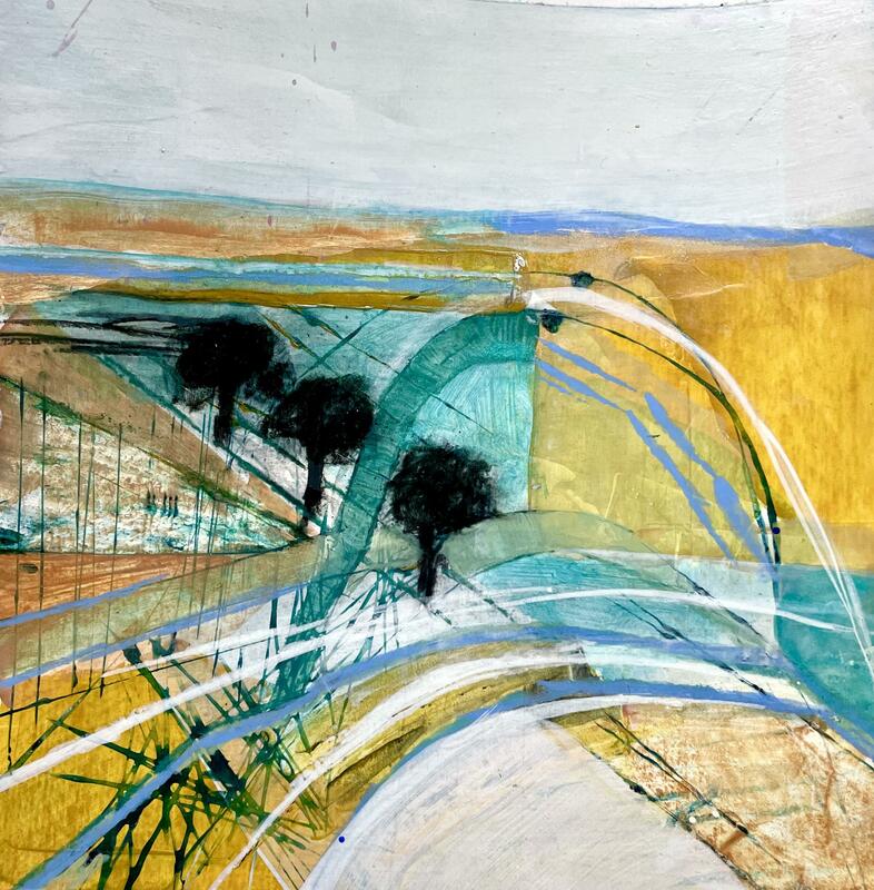 A small study of an abstract landscape for future  series of works for Artweeks. This is jumping off into the unknown. 