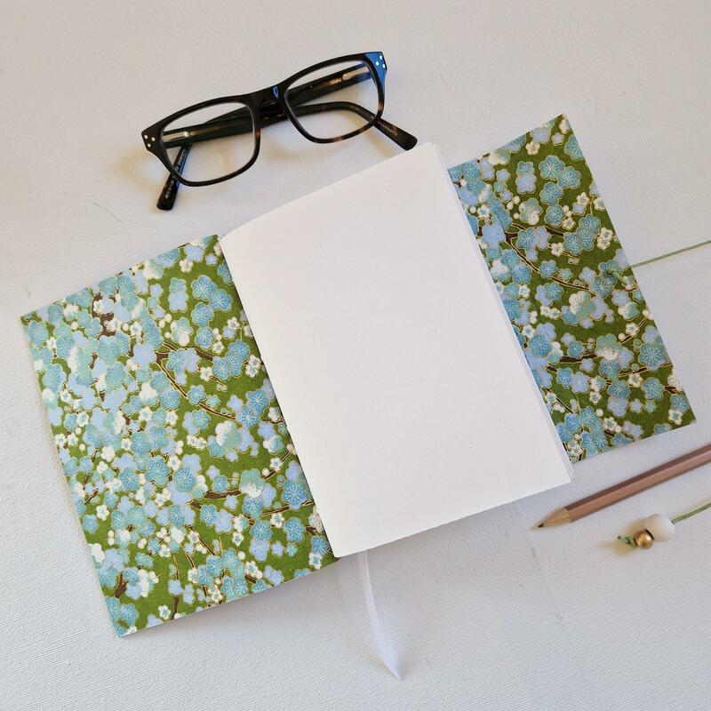 Chiyogami Blossom Journal, Pale Blue