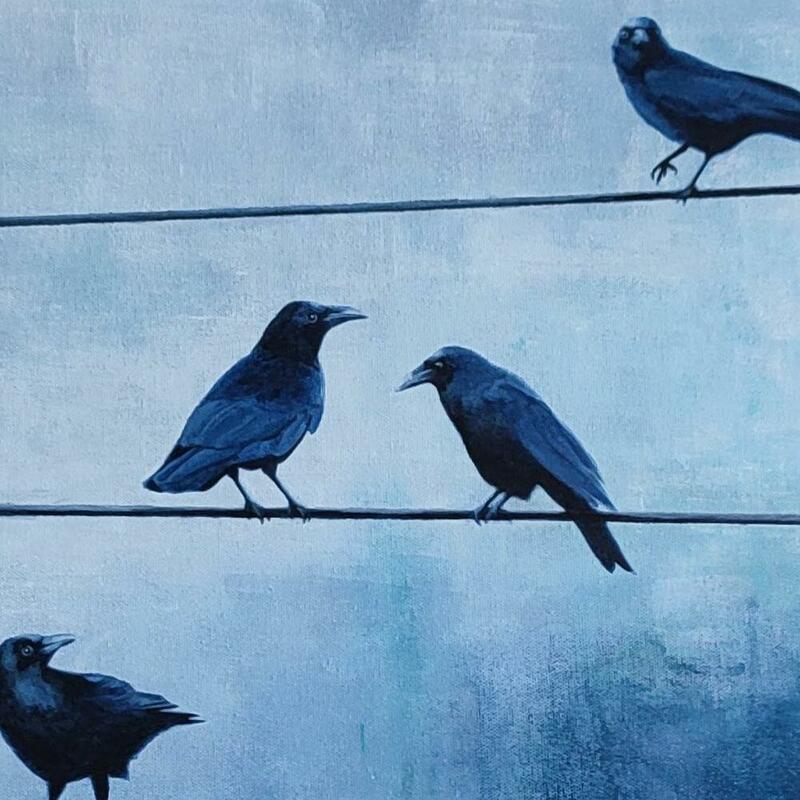 Detail from A murder of crows. acrylic on canvas
