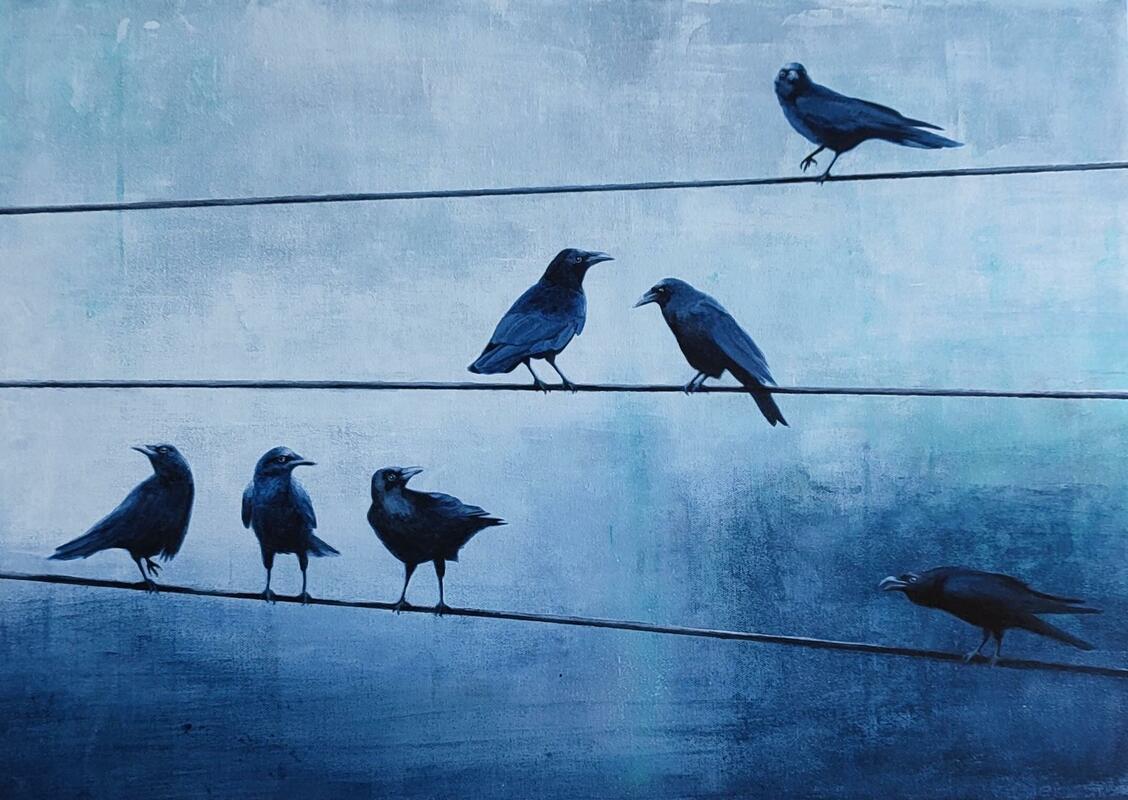 A murder of crows. acrylic on canvas, 70 x 50cm (unframed)