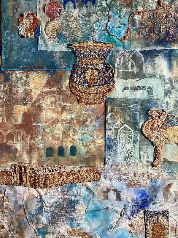 Silk Roads, part of mixed media textile panel