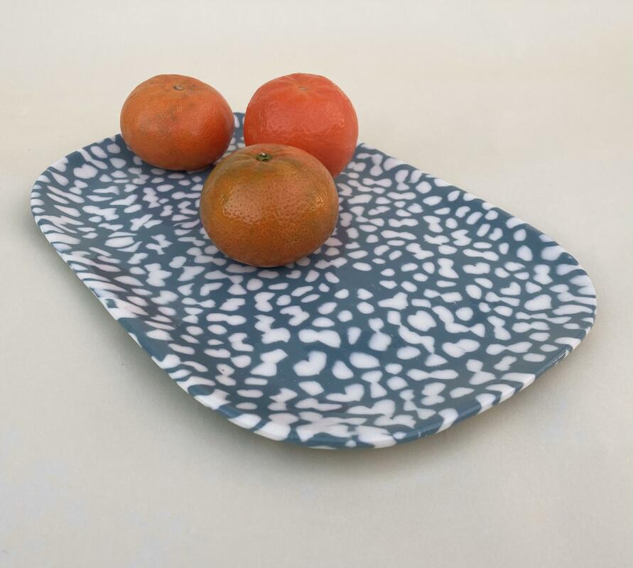 Serving Platter - Nerikomi Grey and White Pattern