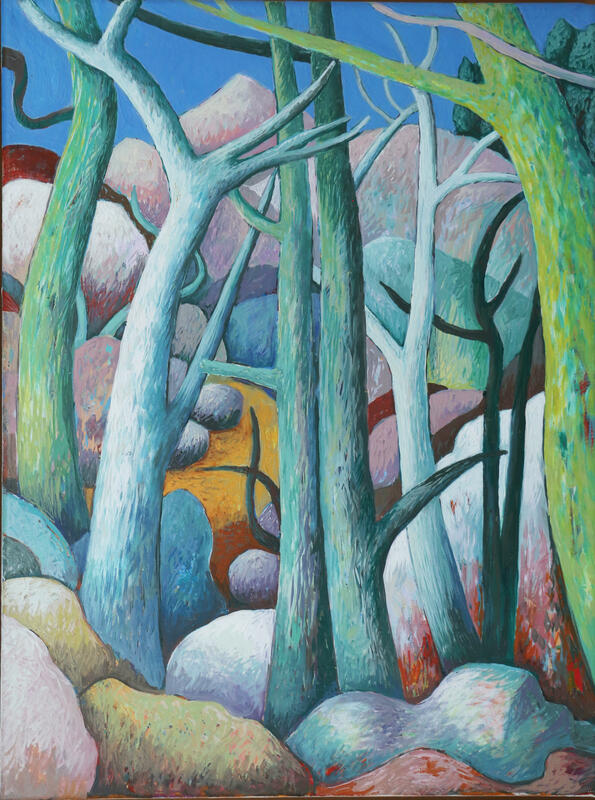 Trees and Rocks, oil on canvas, 41x30 cm
