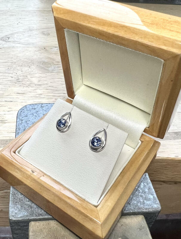 Sterling Silver Sapphire droplet earrings