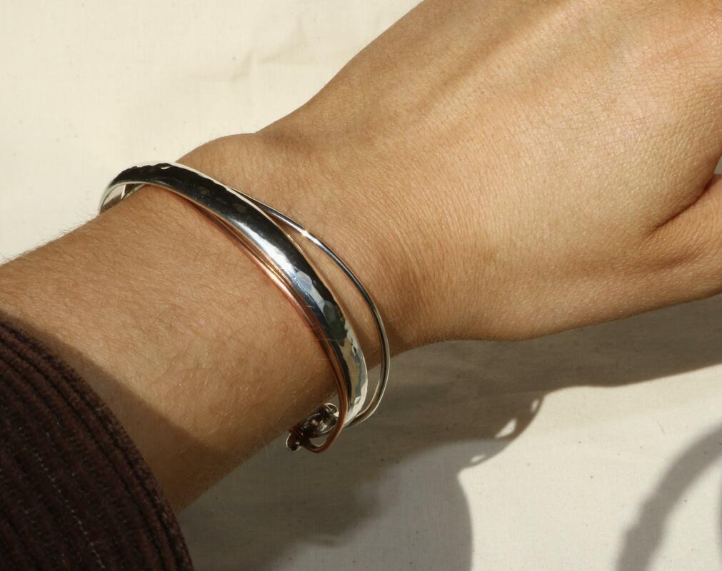 Sterling silver cuff bracelet with copper