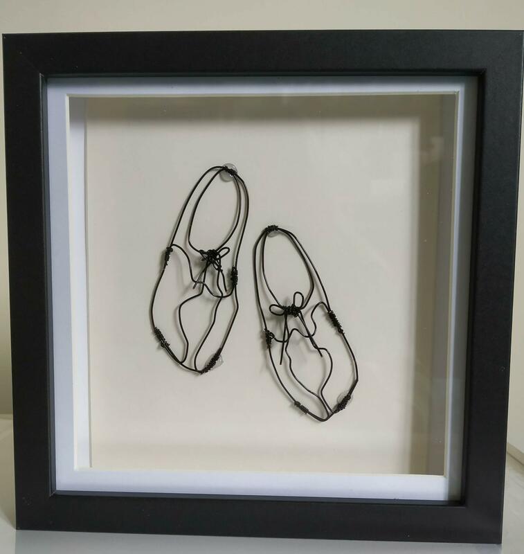 Shoes - wirework sculpture in frame