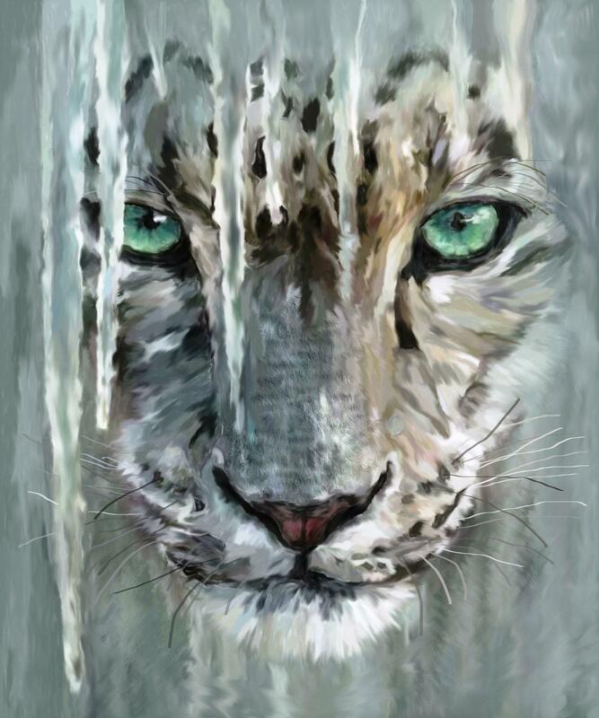 Snow Leopard digital watercolour