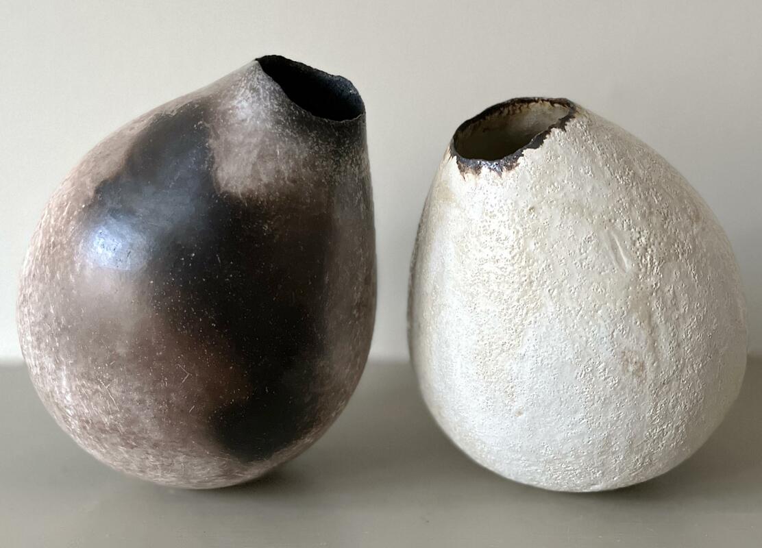 Stoneware pods.  Smoked or glazed.