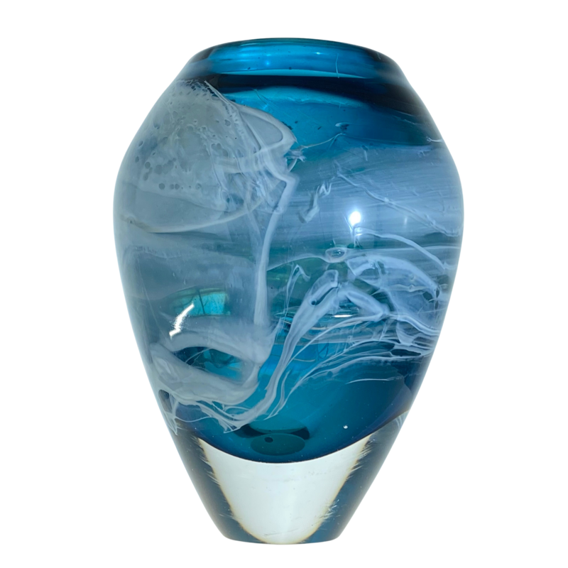 Glass Surf Amphora Vase in Steel Blue by Alison Vincent Glass