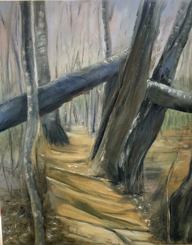 WOODED WALK S.A, oil on canvas, 30x25cms