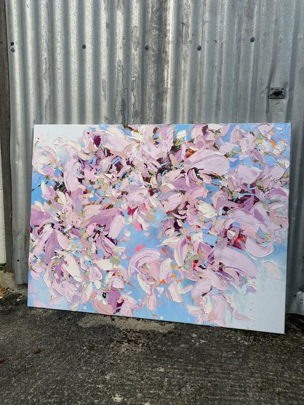 Magnolia painting, oil on canvas