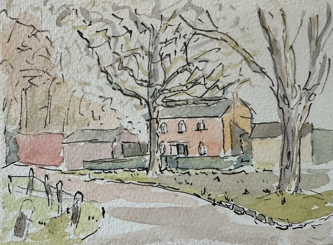 Berry Lane, Blewbury - watercolour sketch