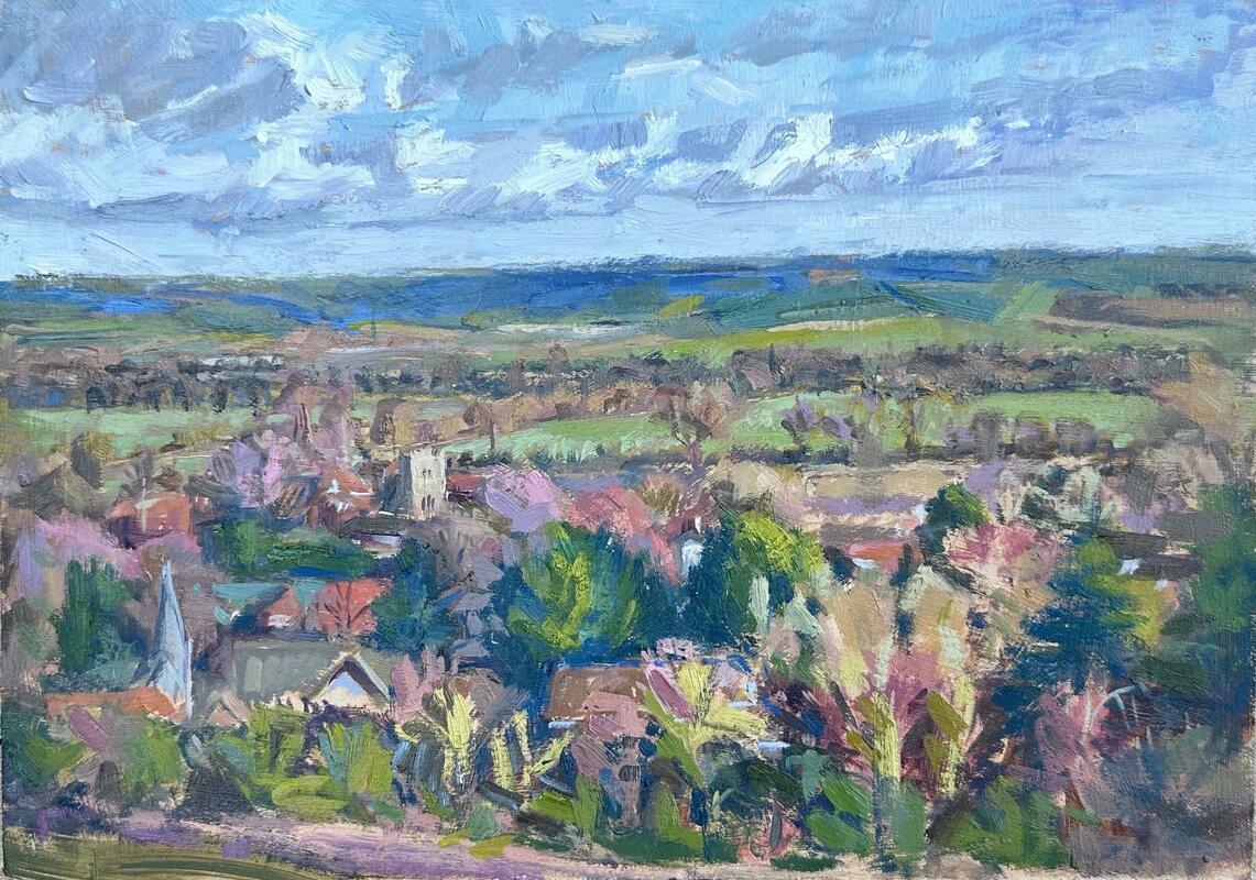 Spring on it's way, over the Astons - Oil on board