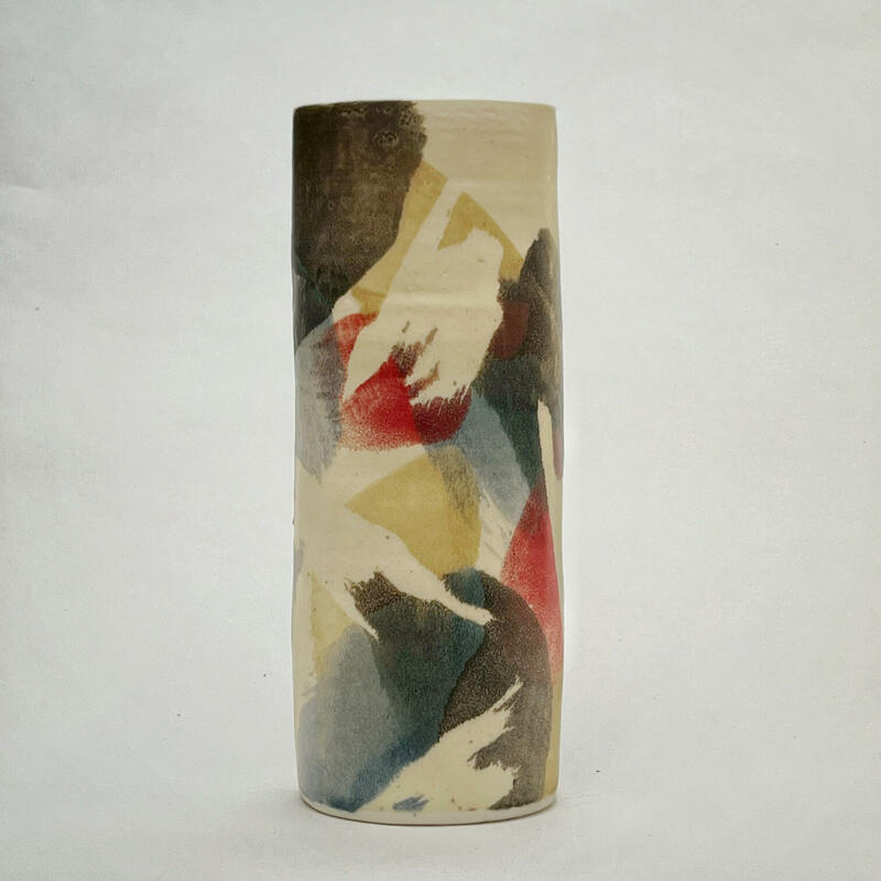 straight sided vase with abstract glazing