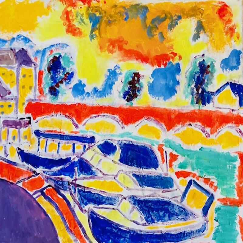 Henley boats.  Oil on 23 x 16 inch canvas. £160