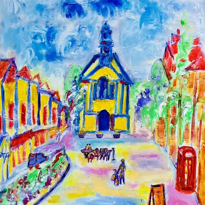 Henley  Town Square, oil 20 x 16 inch canvas, £180