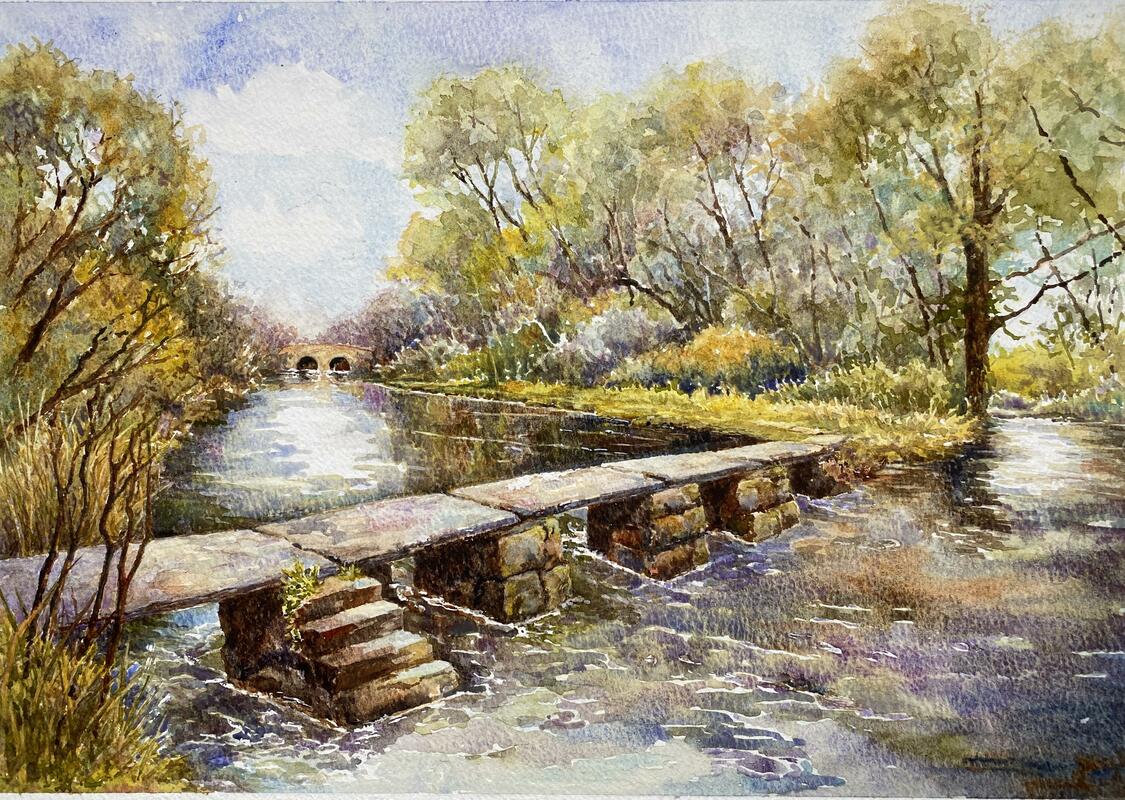 Clapper Bridge, Eastleach, watercolour
