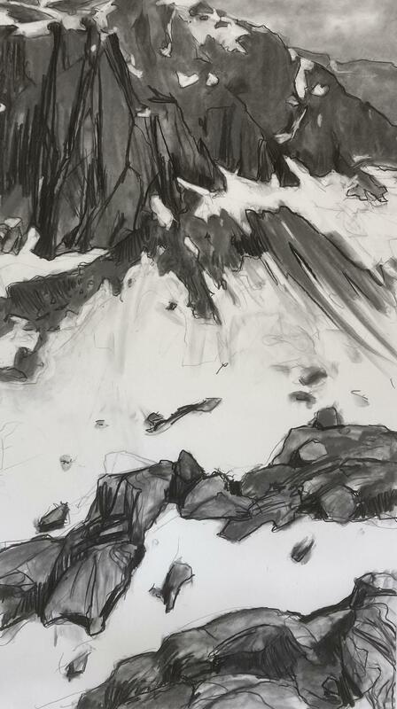 Folgefonna (mountain) Charcoal, graphite on paper, 89 x 150 cm