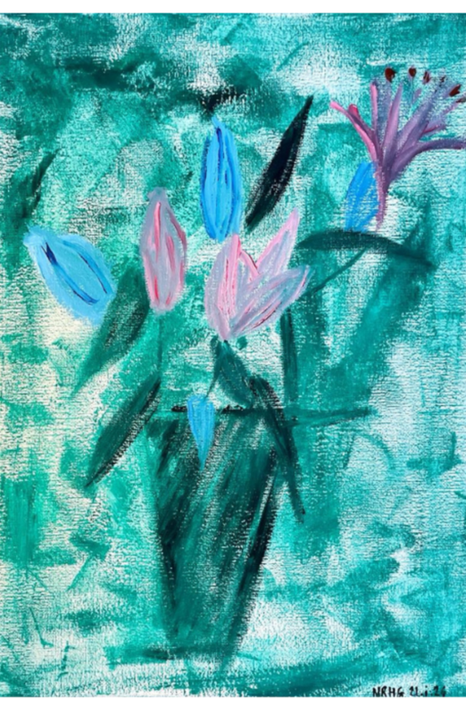 Flowers I, oil on canvas, unframed, by Nick Green