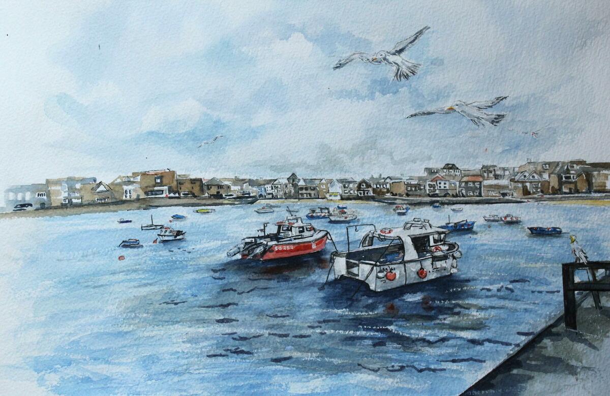 The Harbour at St Ives,Cornwall , UK - Watercolour 