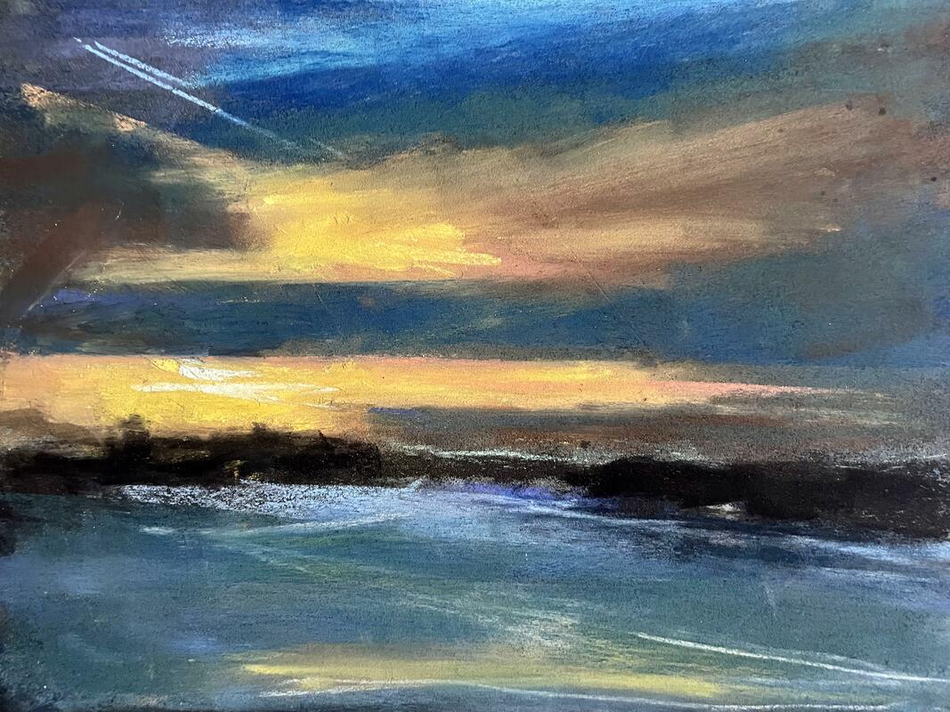 Tranquility at the End of the Day   Chalk pastel on pastel A4 card